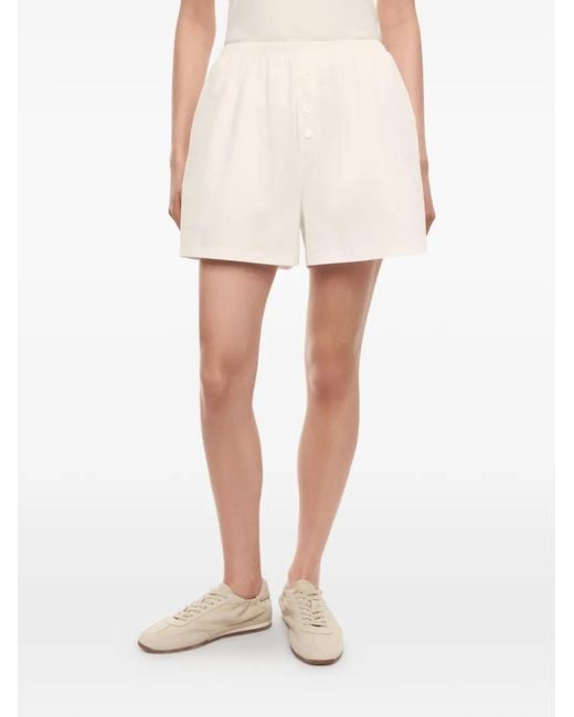12 STOREEZ White Mica Mercerised Cotton Shorts