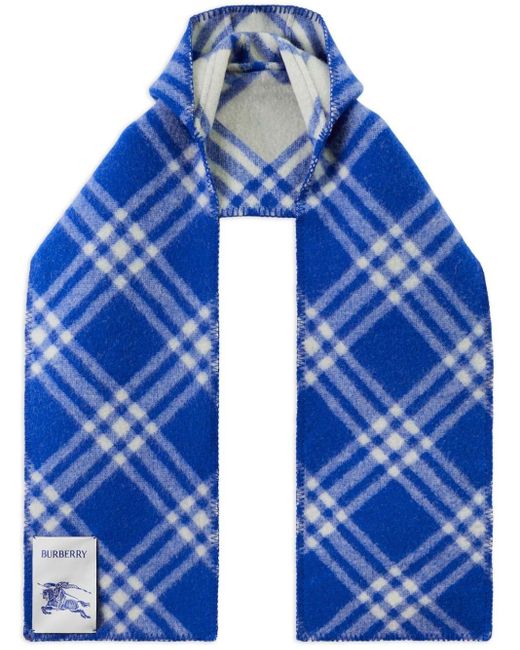 Burberry Blue Check-pattern Wool Scarf