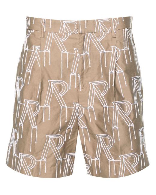 Represent Natural Initial-embroidered Tailored Shorts for men
