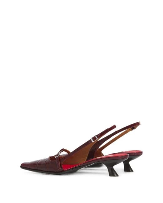 Marni Pink Burgundy Croc-Effect Leather Katty Slingback