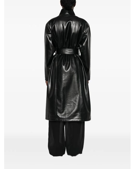 Frankie Shop Black Calen Belted Faux-Leather Coat