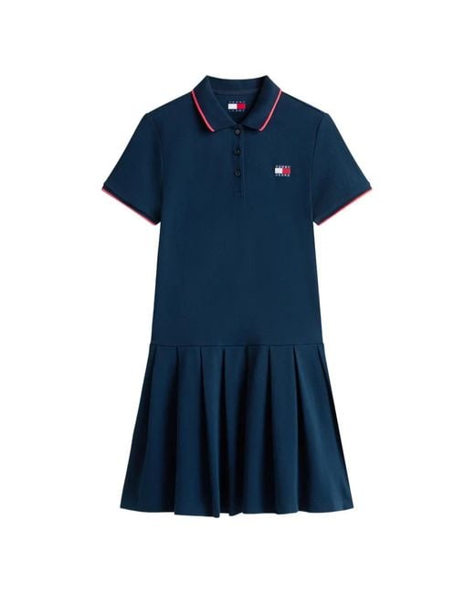 Tommy Hilfiger Blue Robe-Polo Courte Plissée