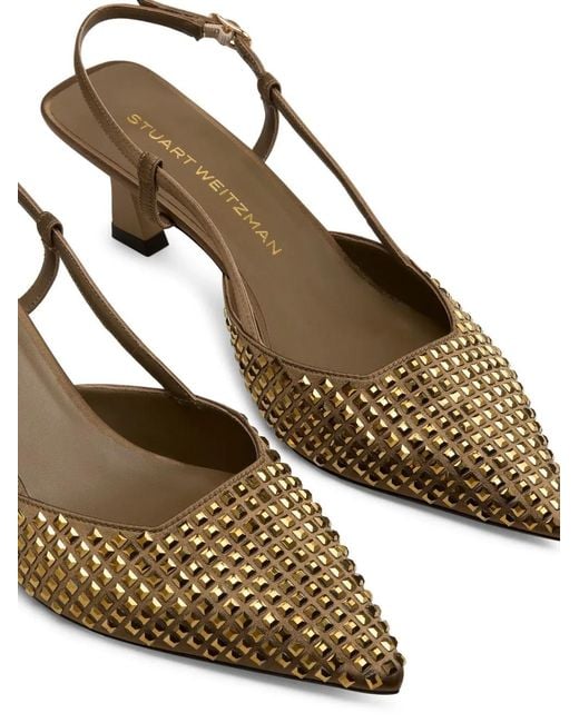 Stuart Weitzman Metallic Vinnie Radiant Slingback Heeled Pumps