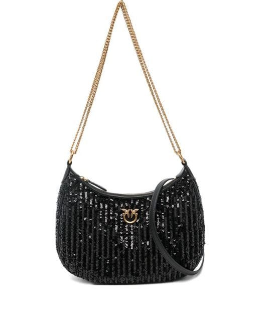 Pinko Black Mini Half Moon Sequinned Shoulder Bag