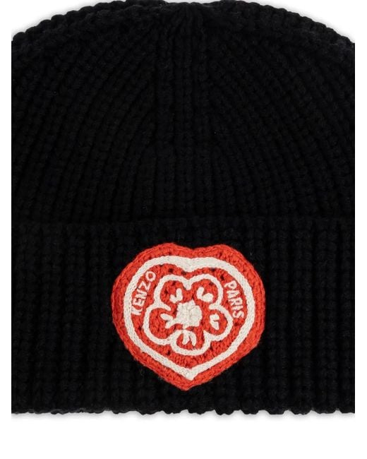 KENZO Black Logo Patch Beanie