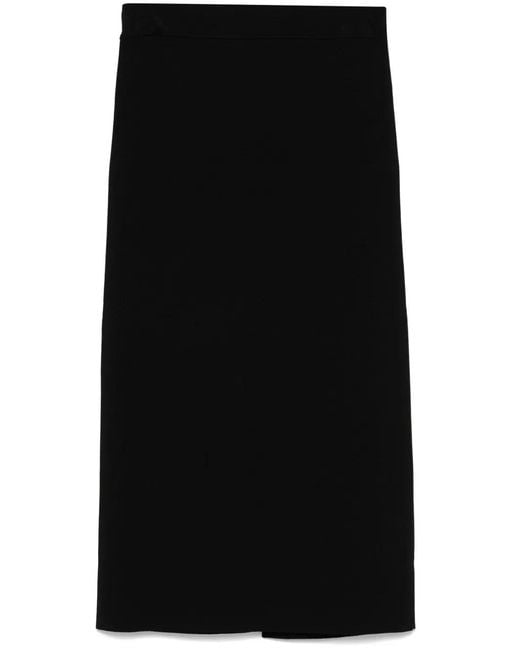 P.A.R.O.S.H. Black Ribbed Midi Skirt