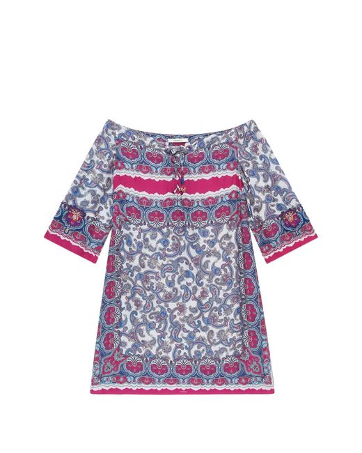 Maliparmi Blue Sunset Paisley-Print Mini Dress
