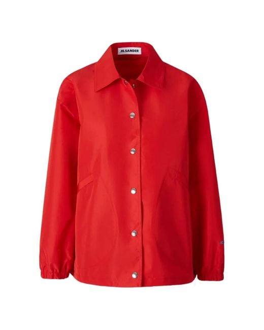 Jil Sander Red Press-Stud Jacket