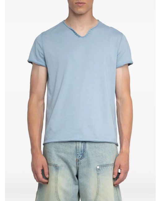 Zadig & Voltaire Monastir T-Shirt mit V-Ausschnitt in Blue für Herren