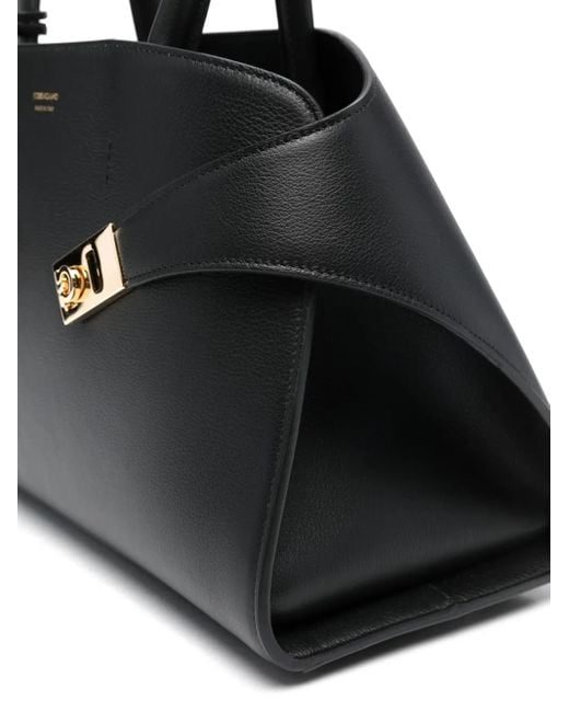 Ferragamo Black Hug Small Leahter Tote Bag