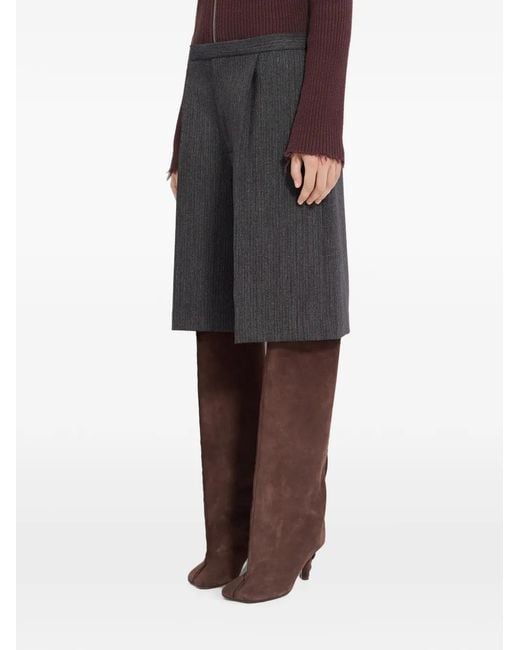 MM6 by Maison Margiela Gray Striped Wool-Blend Tailored Shorts