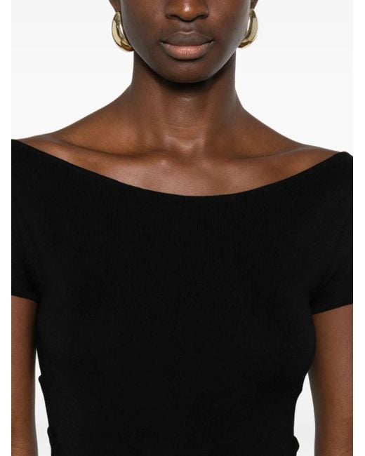 AYA MUSE Geribbelde Maxi-Jurk in het Black