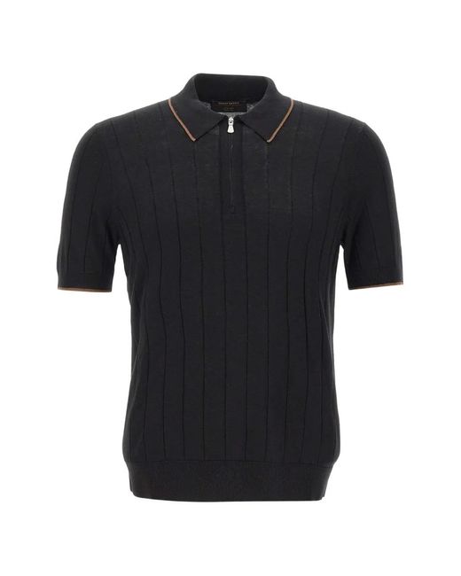 Gran Sasso Black Half-Zip Polo Shirt for men