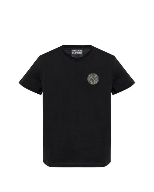 Versace Jeans Couture Black Logo-Patch T-Shirt for men