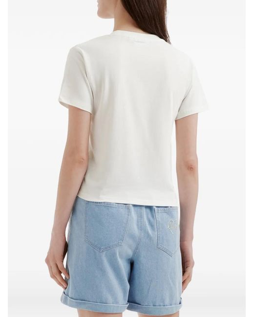 Chocoolate White Embroidered Graphic T-Shirt