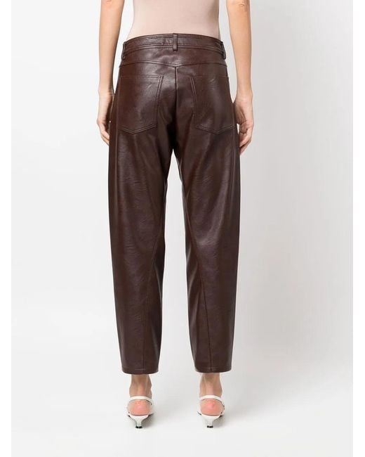 Stella McCartney Brown Straight Leg Faux Leather Trousers