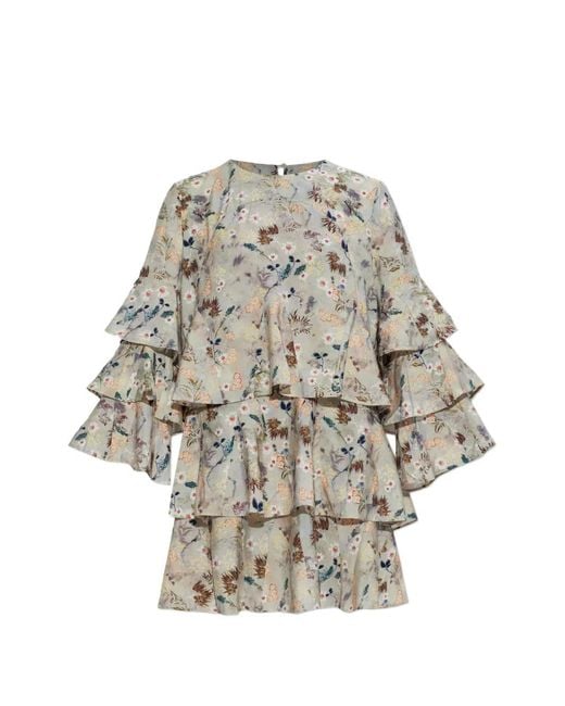 Munthe White Brazos Ruffled Floral-Print Mini Dress