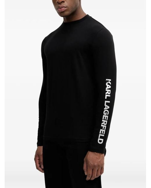 Karl Lagerfeld Black Long-Sleeve Logo T-Shirt for men