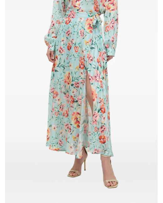 Guess Blue Floral Pleated Maxi Skirt