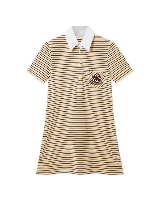 Stella McCartney Natural Striped Logo-Patch Dress