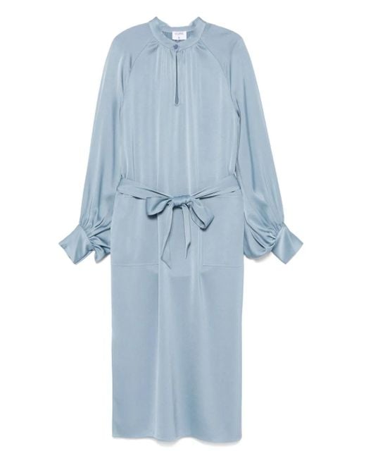 Filippa K Blue Belted Long-Sleeve Midi Dress