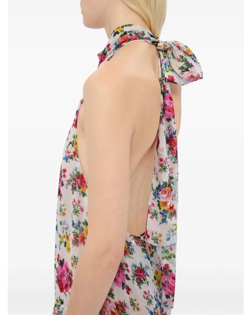 Vestido Largo Con Motivo Floral MSGM de color White