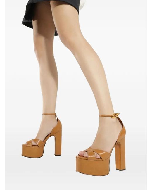 SCHUTZ SHOES White Jolene Crossover-Strap Platform Sandals