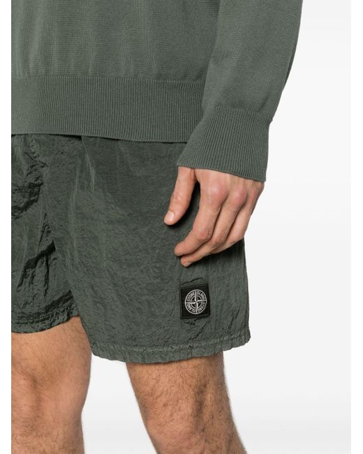 Stone Island Green Compass-motif Track Shorts for men