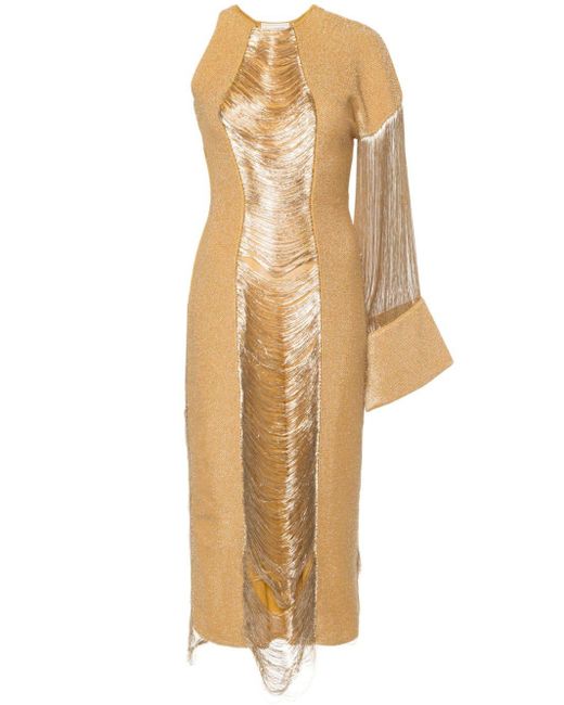 Alexander McQueen Natural Kleid mit Metallic-Garn