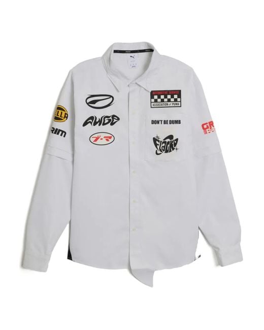 PUMA X A$ap Rocky layered pit crew button-down shirt in Gray für Herren