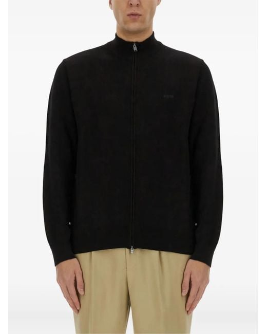 メンズ Boss ジップ スウェットシャツ Black