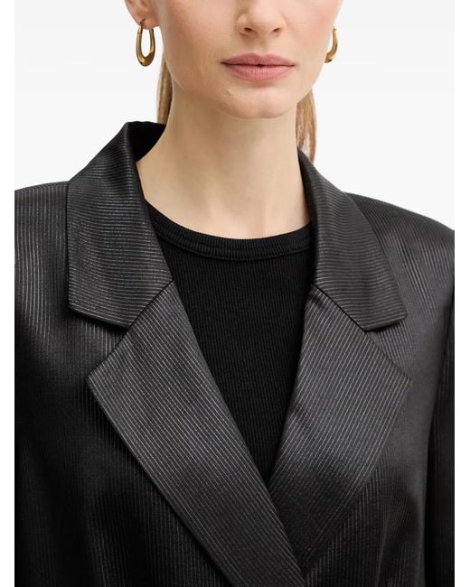 Guess Black Pinstripe Double-Breasted Top