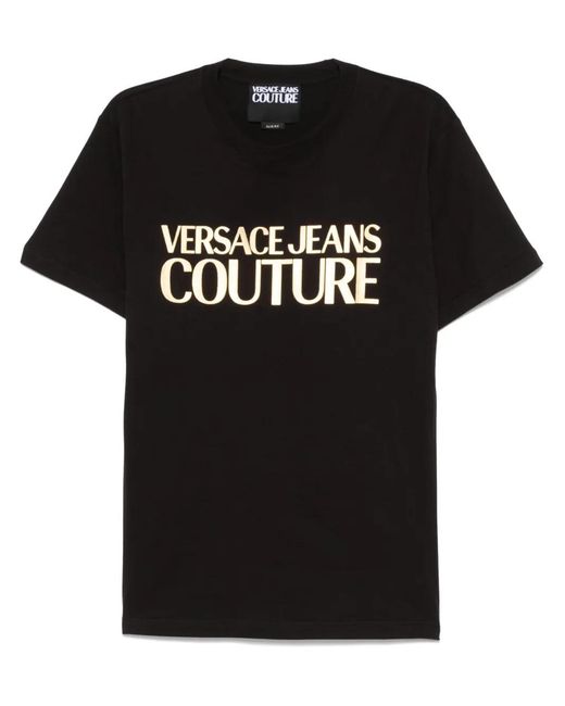 Versace Jeans Couture Black Logo-Print T-Shirt for men