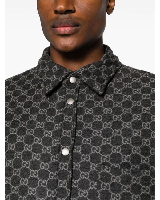 Gucci Wendbares Hemd aus GG-Jaquard in Black für Herren