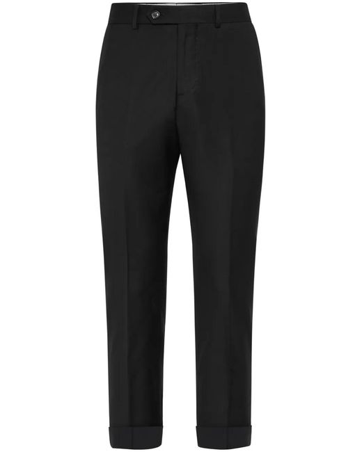 Brunello Cucinelli Black Tapered-Leg Wool Trousers for men