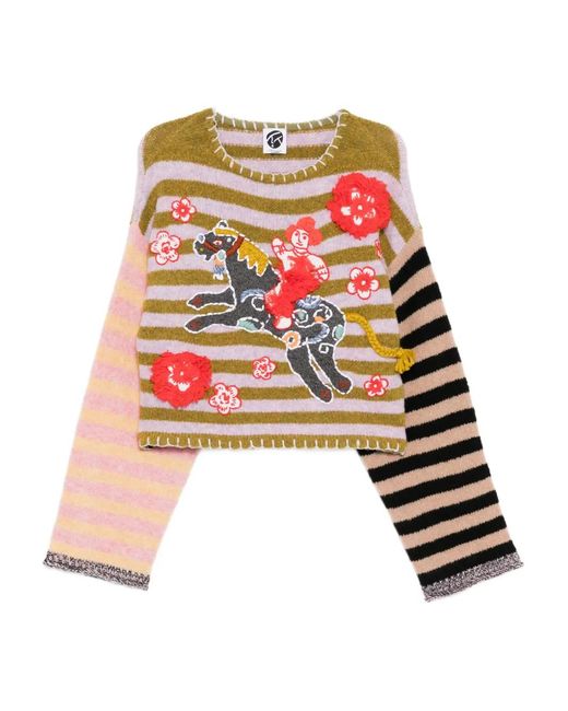 YANYAN KNITS Red Fuzzy-Horse Jumper