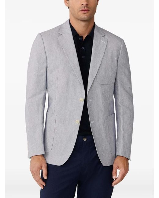 Hackett Gray Ascot Ticking-Stripe Single-Breasted Blazer for men