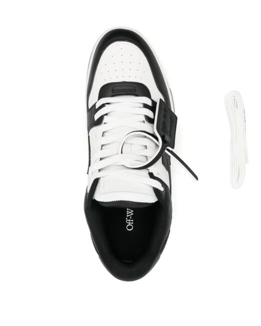Off-White c/o Virgil Abloh Black Schwarz-Weiße Leder-Sneakers Mit Signature-Design