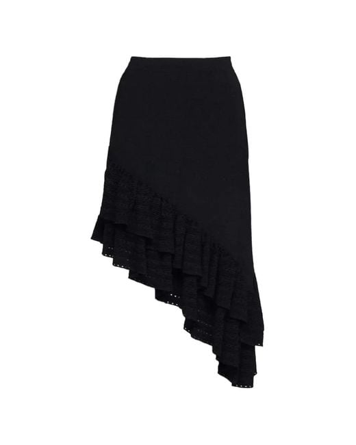 Sandro Black Asymmetrical Knit Skirt