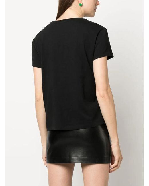 Patrizia Pepe Black Logo-Print Organic Cotton T-Shirt