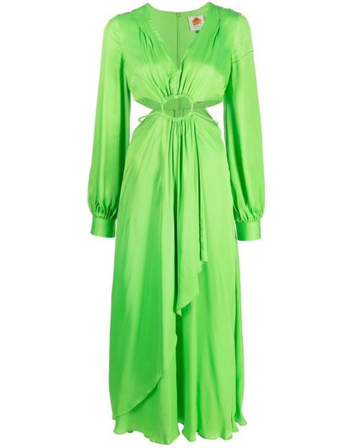 FARM Rio Gathered Cut-out Maxi Dress in Green | Lyst
