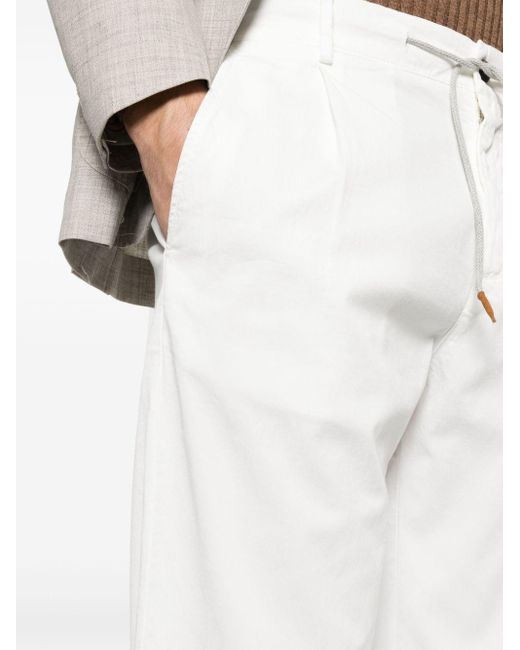 Eleventy White Drawstring-fastening Trousers for men