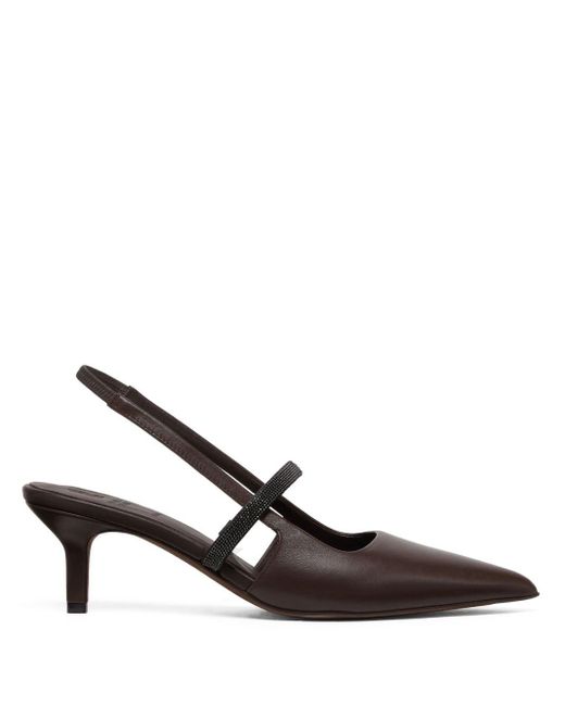 Zapatos de tacón con apliques Brunello Cucinelli de color Brown