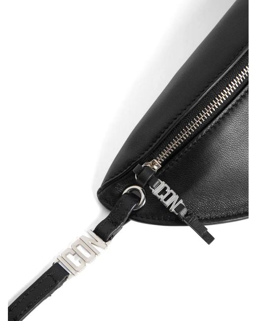 DSquared² Black Logo-Plaque Leather Belt Bag
