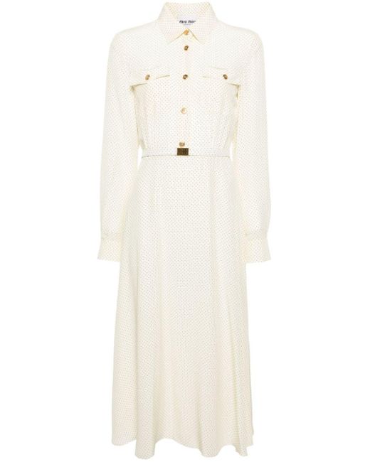Miu Miu Midi-jurk Van Crêpe in het White