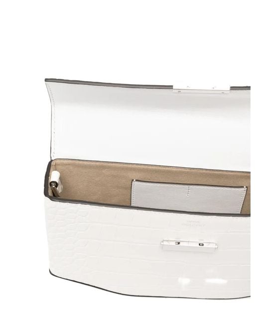 Totême White Clip Croc-Embossed Clutch Bag