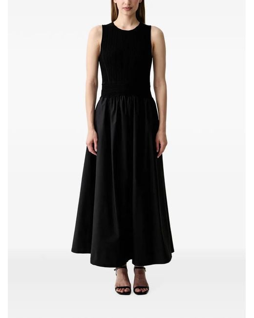 Pedro Del Hierro Madrid Black Ribbed-Knit Smocked Midi Dress