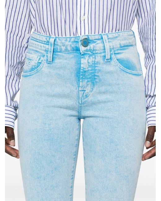 Mid-rise skinny-leg cropped jeans di Jacob Cohen in Blue