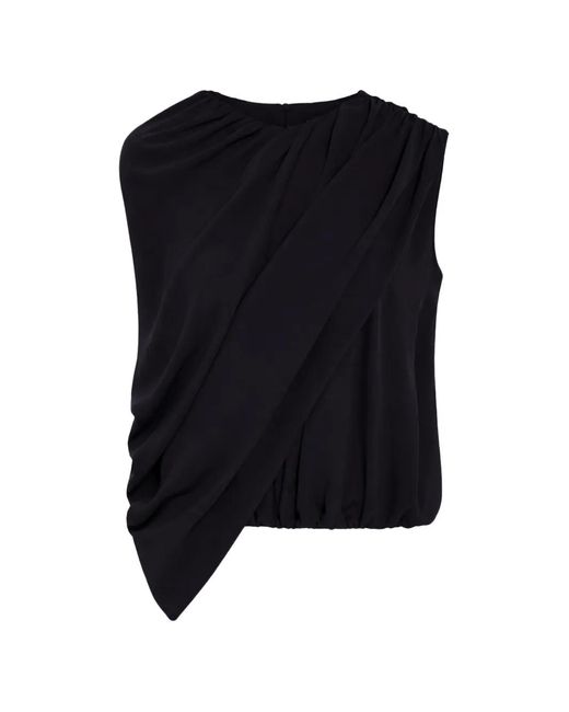 Balenciaga Blue Asymmetric Draped Blouse