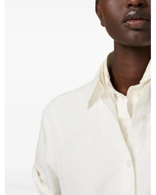 Miu Miu White Popeline-Midikleid mit Bandana-Print